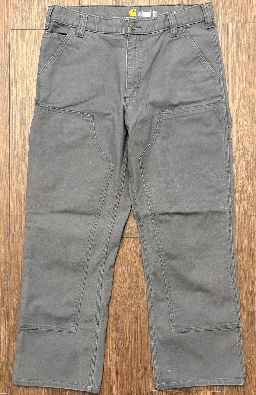 Carhartt Double Knee Carpenter Pants Mens 33x34 Gray Relaxed Fit Workwear